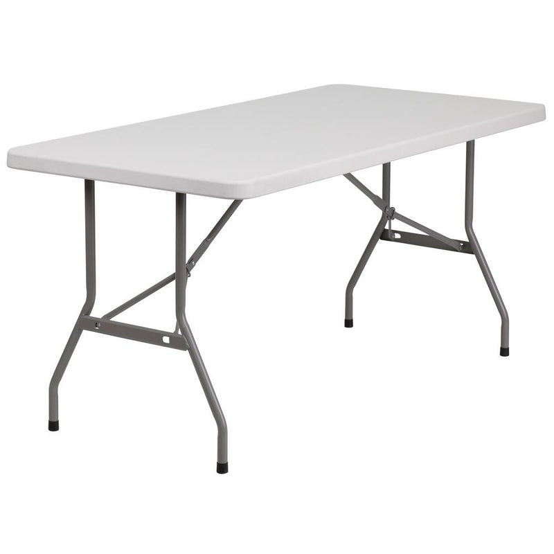 5-Foot Granite In White Plastic Folding Table By Flash Furniture | Side Tables | Modishstore