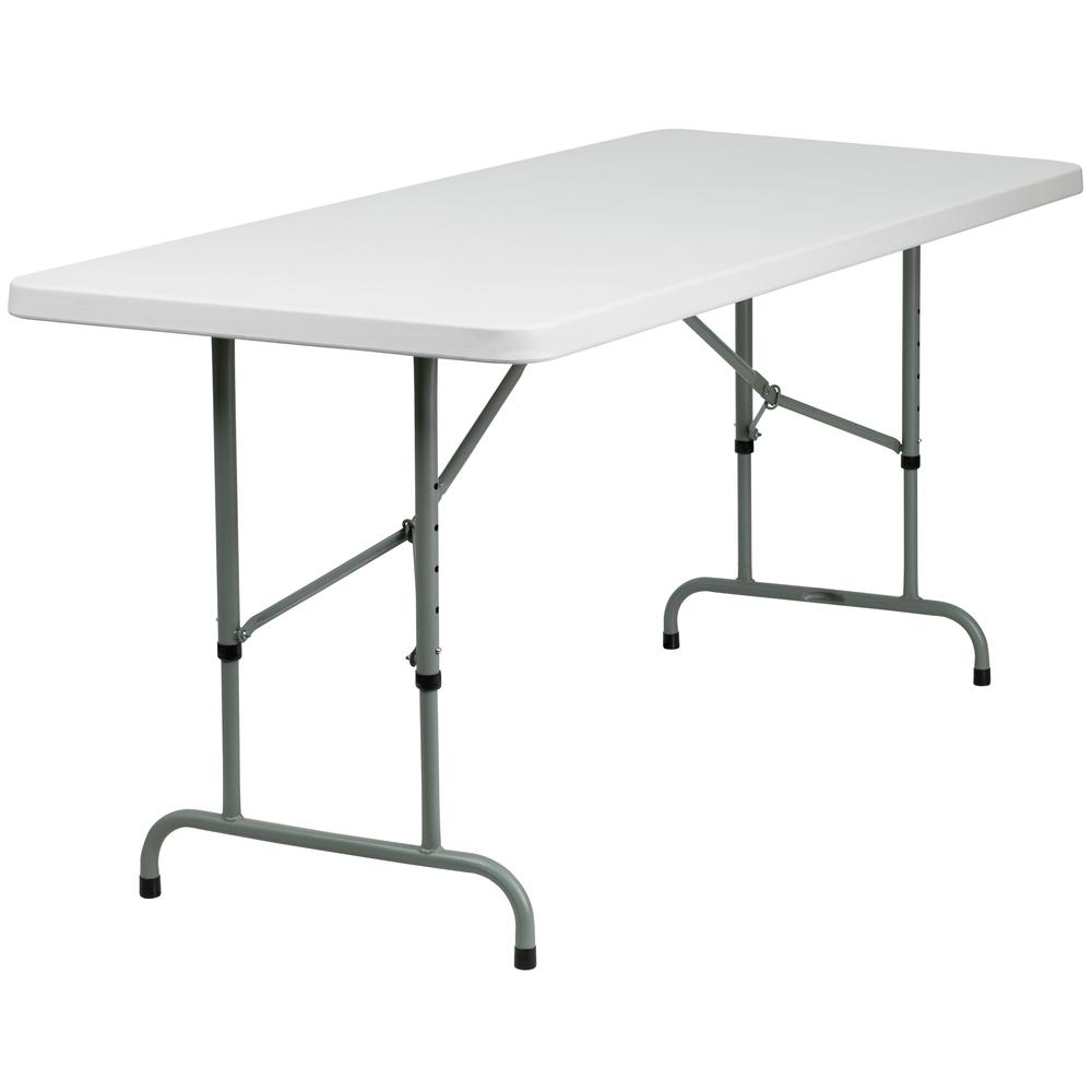 6-Foot Height Adjustable Granite White Plastic Folding Table By Flash Furniture | Outdoor Tables | Modishstore - 3
