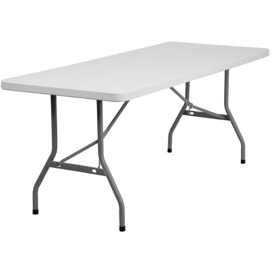 6-Foot Granite In White Plastic Folding Table By Flash Furniture | Side Tables | Modishstore