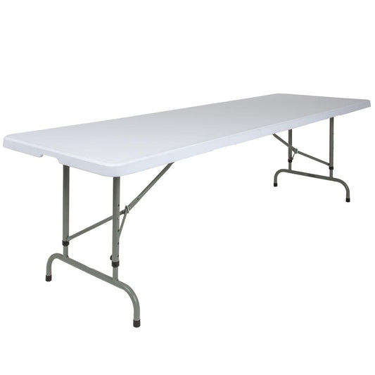 8-Foot Height Adjustable Granite White Plastic Folding Table By Flash Furniture | Side Tables | Modishstore
