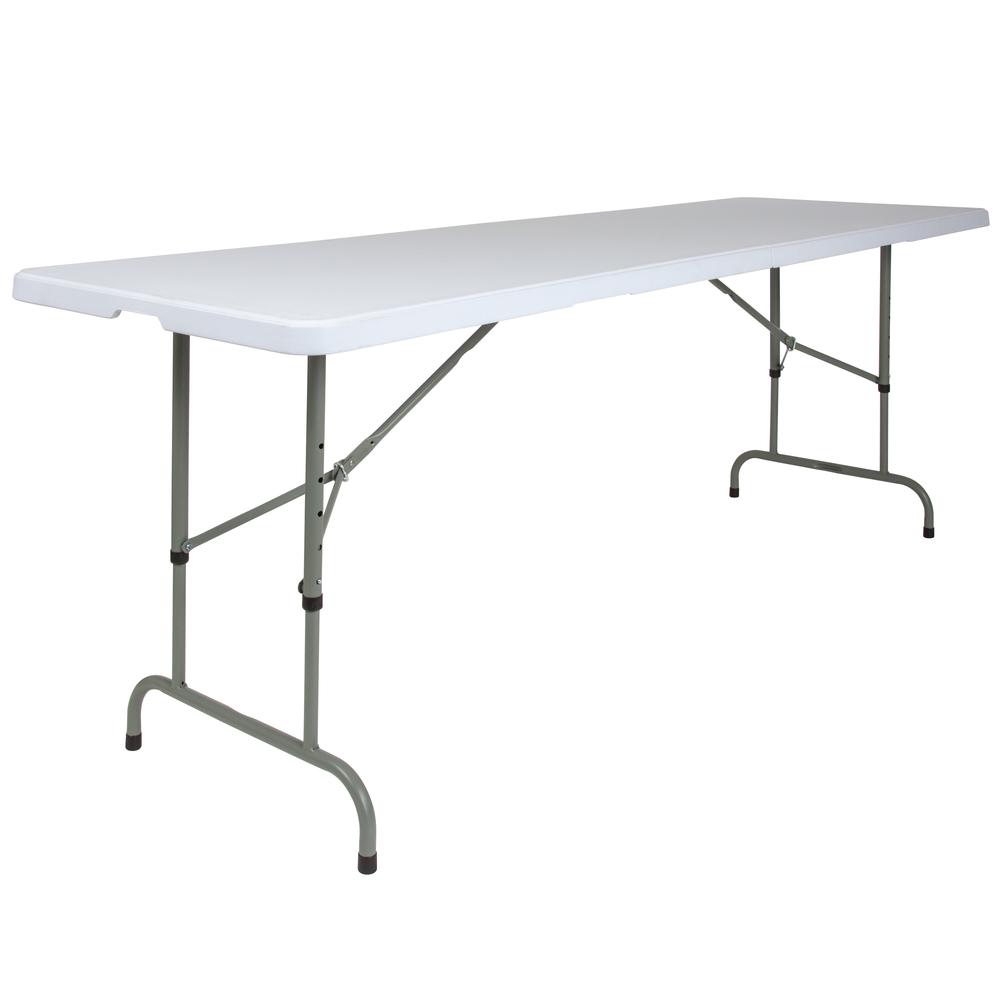 8-Foot Height Adjustable Granite White Plastic Folding Table By Flash Furniture | Side Tables | Modishstore - 2