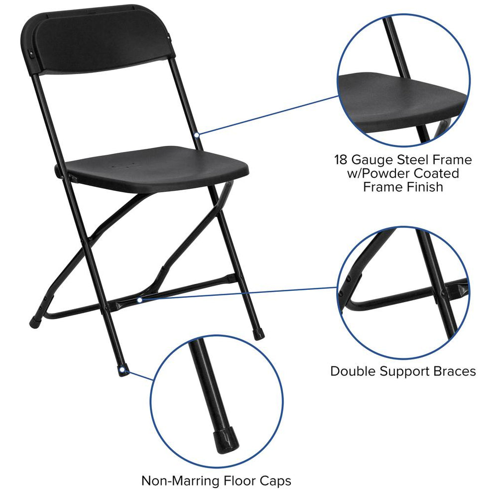 8' Bi-Fold Granite White Plastic Event/Training Folding Table Set With 10 Folding Chairs By Flash Furniture | Dining Sets | Modishstore - 3