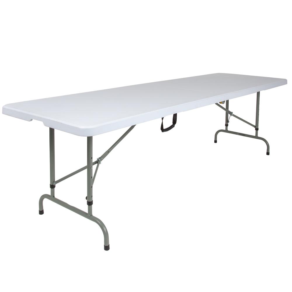 8-Foot Height Adjustable Bi-Fold Granite White Plastic Banquet And Event Folding Table With Carrying Handle By Flash Furniture | Side Tables | Modishstore