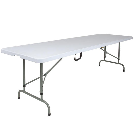8-Foot Height Adjustable Bi-Fold Granite White Plastic Banquet And Event Folding Table With Carrying Handle By Flash Furniture | Outdoor Tables | Modishstore - 1