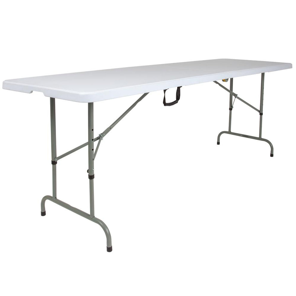8-Foot Height Adjustable Bi-Fold Granite White Plastic Banquet And Event Folding Table With Carrying Handle By Flash Furniture | Outdoor Tables | Modishstore - 2