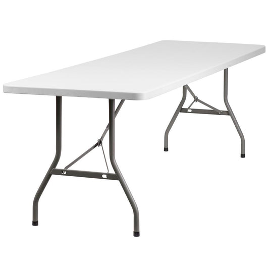 8-Foot Granite In White Plastic Folding Table By Flash Furniture | Side Tables | Modishstore
