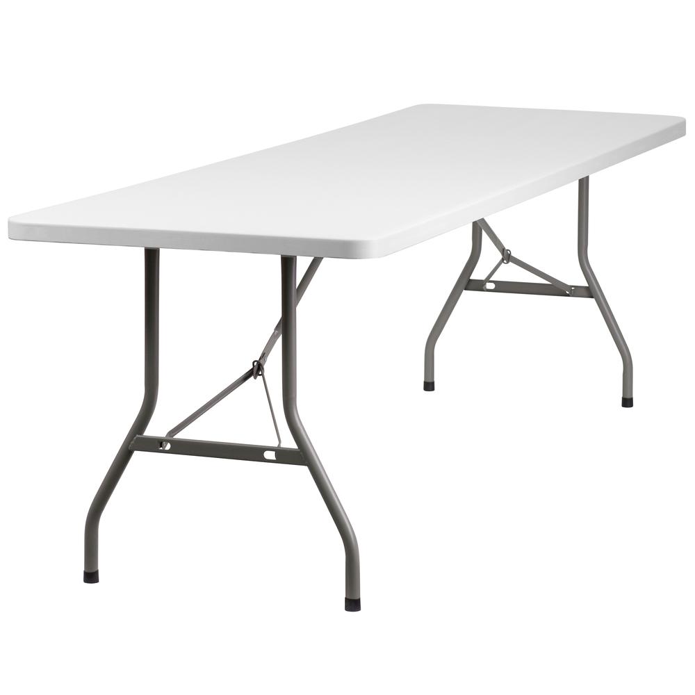 8-Foot Granite In White Plastic Folding Table By Flash Furniture | Outdoor Tables | Modishstore - 1