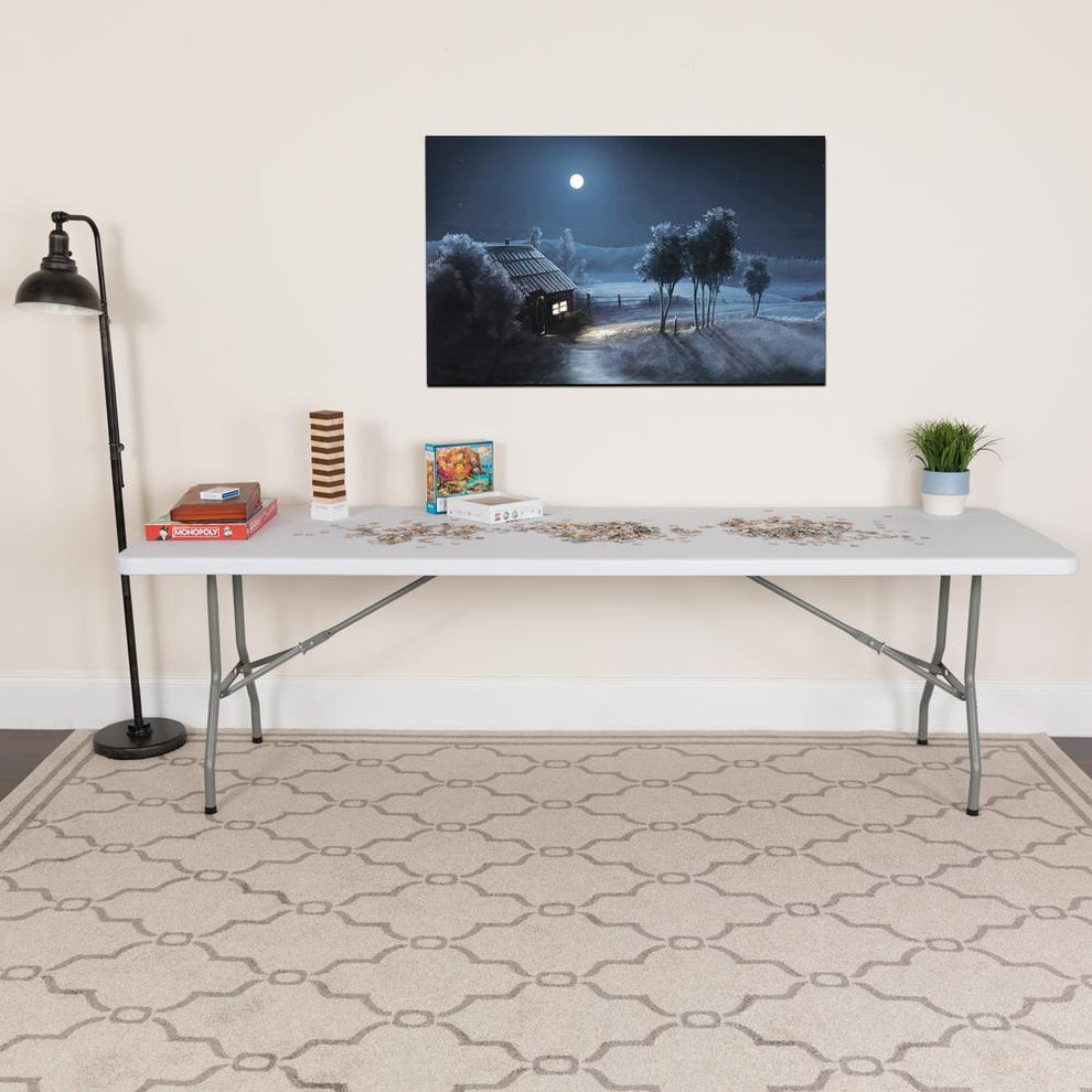 8-Foot Granite In White Plastic Folding Table By Flash Furniture | Outdoor Tables | Modishstore - 2