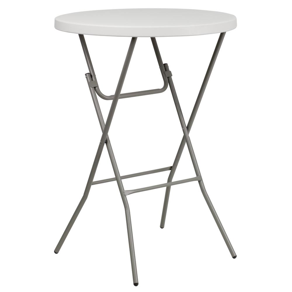 2.63-Foot Round Granite White Plastic Bar Height Folding Table By Flash Furniture | Side Tables | Modishstore