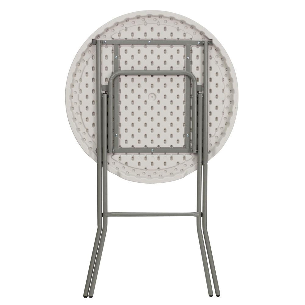 2.63-Foot Round Granite White Plastic Bar Height Folding Table By Flash Furniture | Outdoor Tables | Modishstore - 3