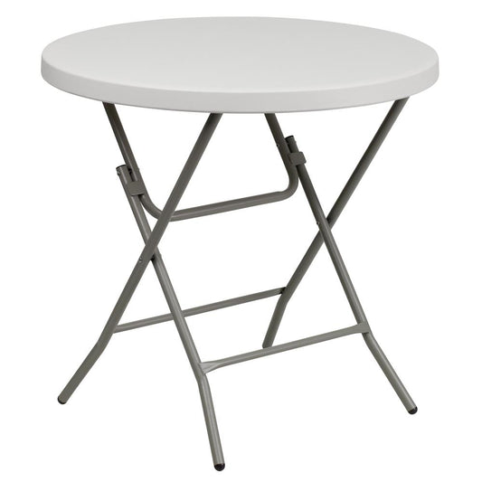 2.63-Foot Round Granite In White Plastic Folding Table By Flash Furniture | Side Tables | Modishstore