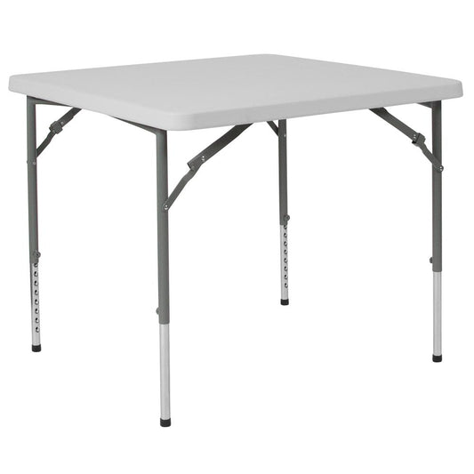2.79-Foot Square Height Adjustable Granite White Plastic Folding Table By Flash Furniture | Side Tables | Modishstore