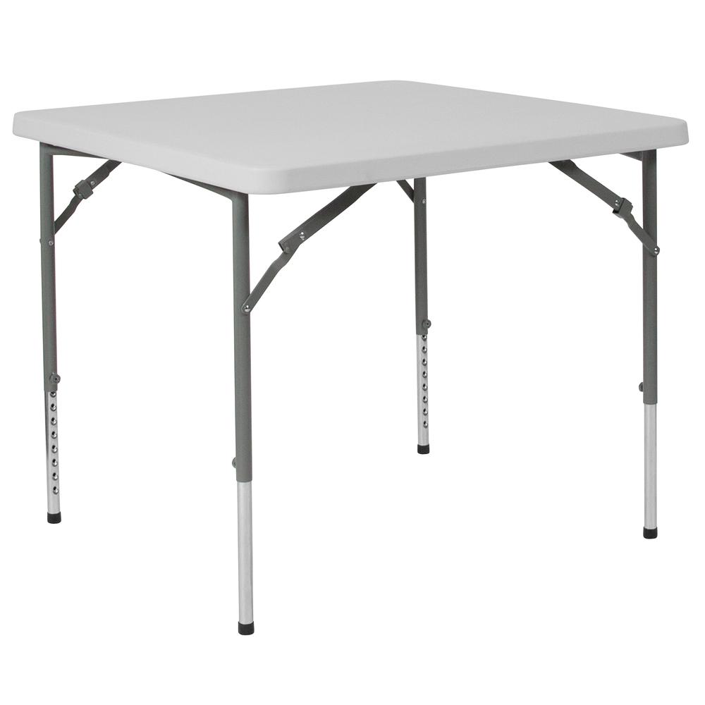 Flash Furniture 2.79-Foot Square Height Adjustable Granite White Plastic Folding Table, image size:1000x1000