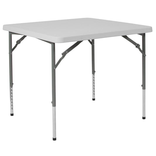 2.79-Foot Square Height Adjustable Granite White Plastic Folding Table By Flash Furniture | Outdoor Tables | Modishstore - 1