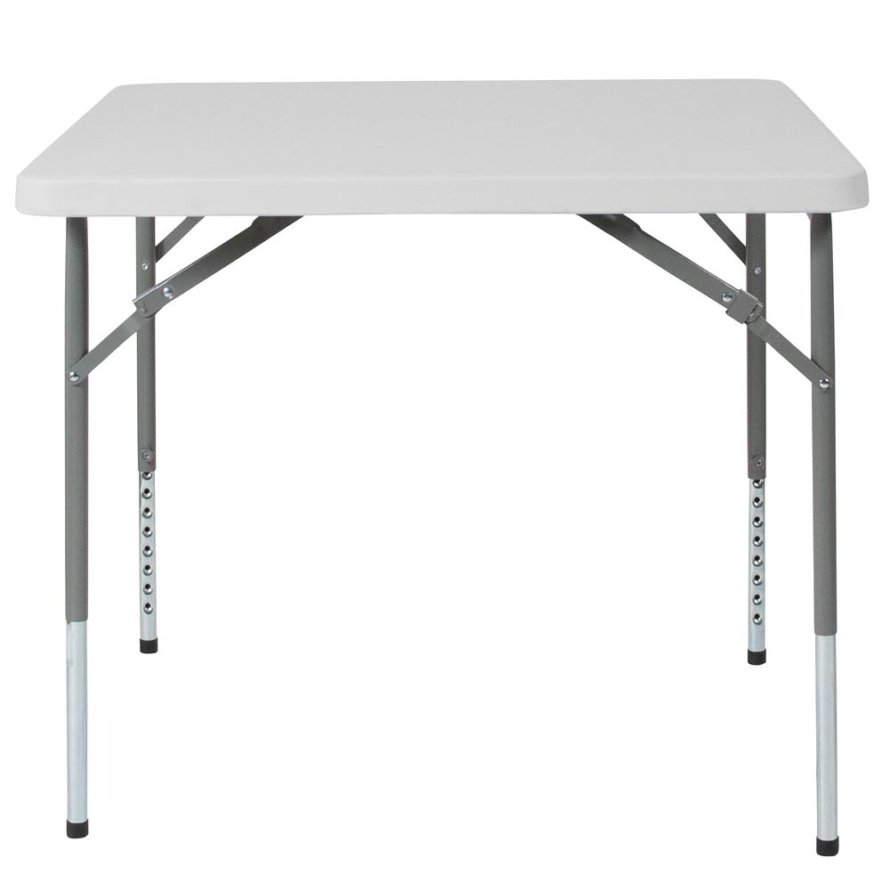 2.79-Foot Square Height Adjustable Granite White Plastic Folding Table By Flash Furniture | Side Tables | Modishstore - 2