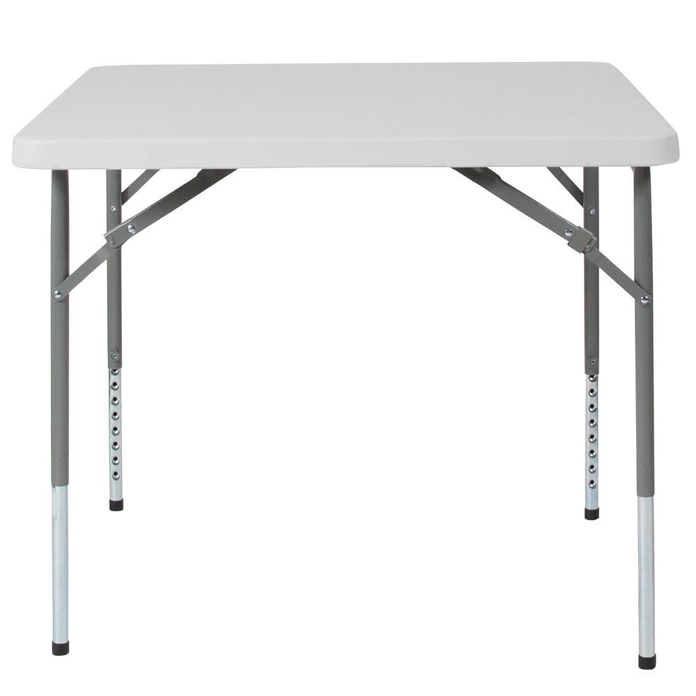 2.79-Foot Square Height Adjustable Granite White Plastic Folding Table By Flash Furniture | Outdoor Tables | Modishstore - 2