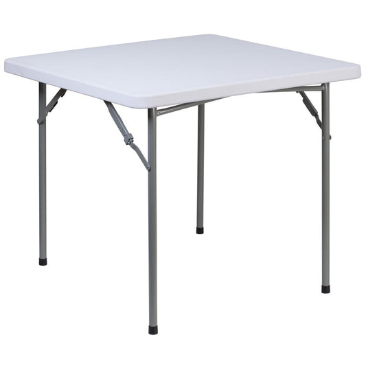 2.81-Foot Square Granite White Plastic Folding Table By Flash Furniture | Side Tables | Modishstore