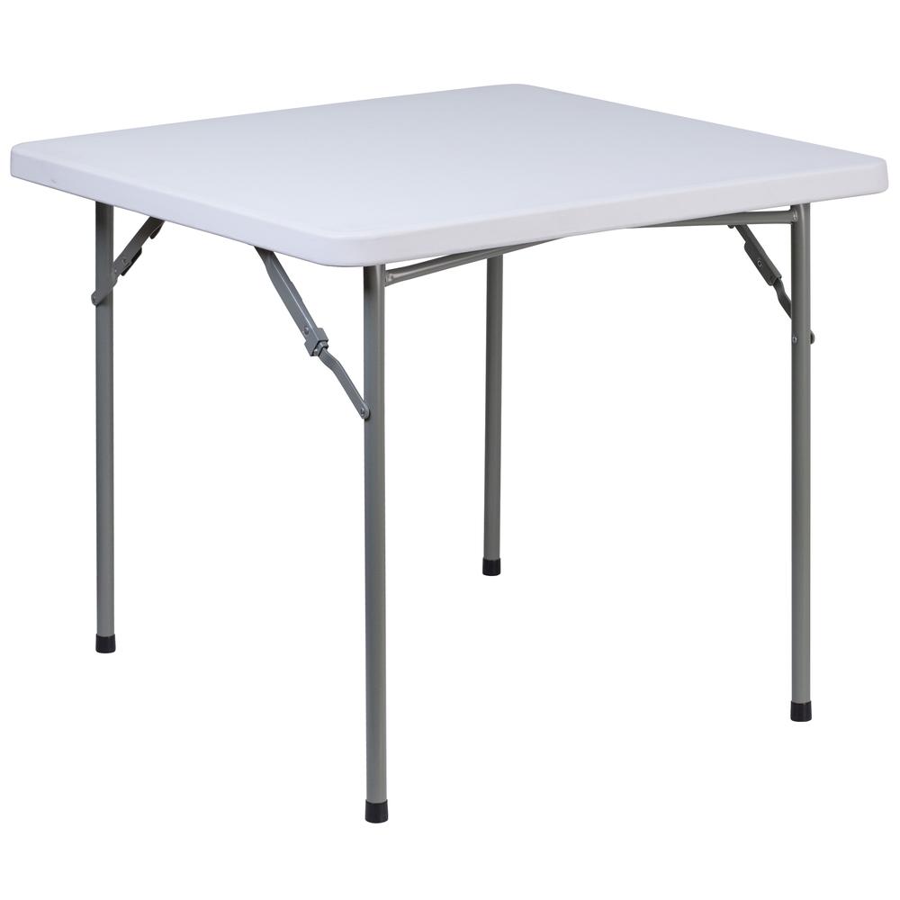 2.81-Foot Square Granite White Plastic Folding Table By Flash Furniture | Side Tables | Modishstore