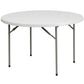 4-Foot Round Granite In White Plastic Folding Table By Flash Furniture | Side Tables | Modishstore