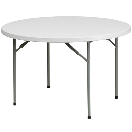 4-Foot Round Granite In White Plastic Folding Table By Flash Furniture | Side Tables | Modishstore