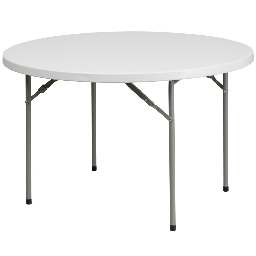 4-Foot Round Granite In White Plastic Folding Table By Flash Furniture | Outdoor Tables | Modishstore - 1