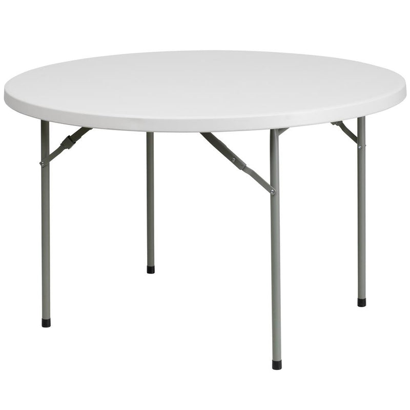 4-Foot Round Granite In White Plastic Folding Table By Flash Furniture | Outdoor Tables | Modishstore - 1