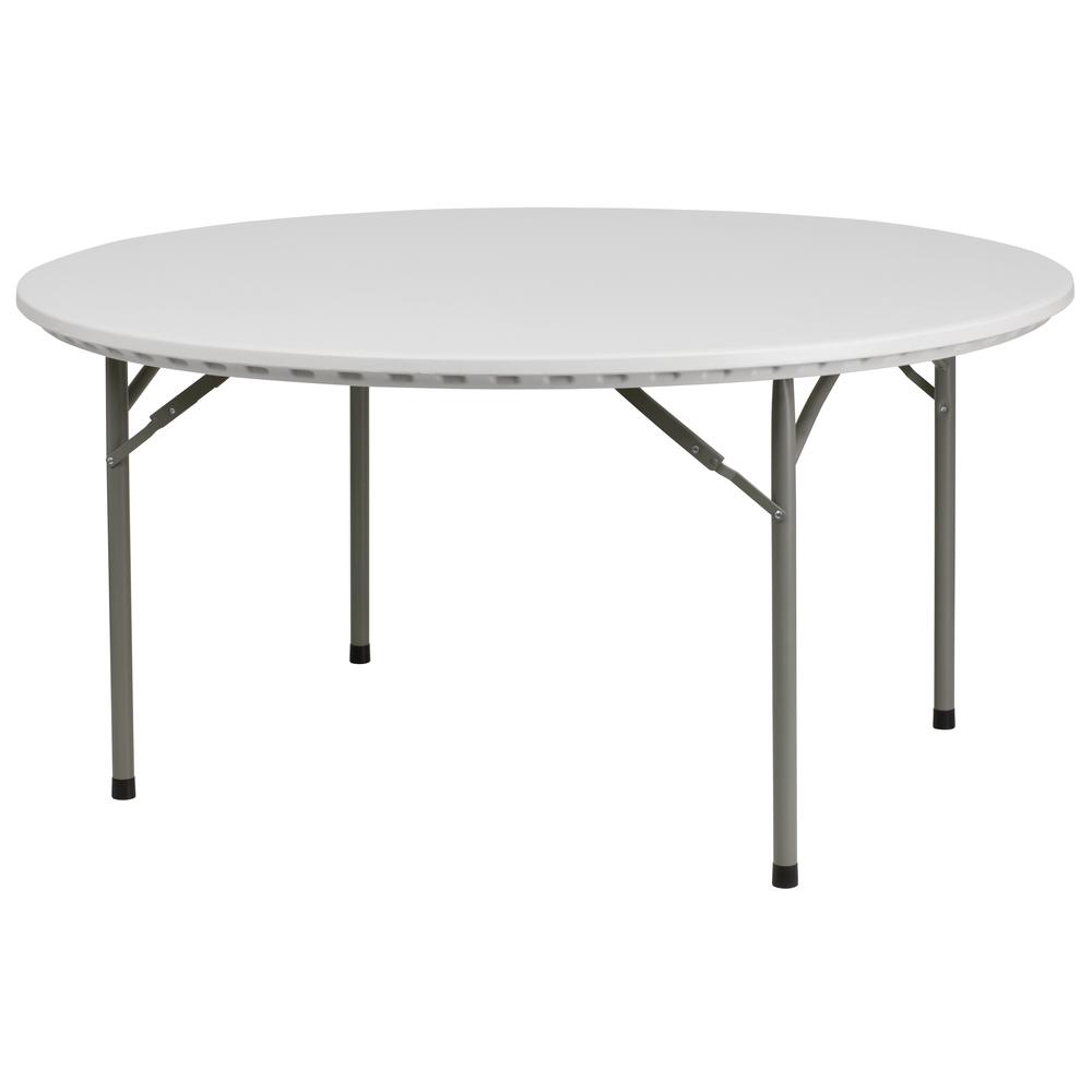 5-Foot Round Granite In White Plastic Folding Table By Flash Furniture | Outdoor Tables | Modishstore - 1