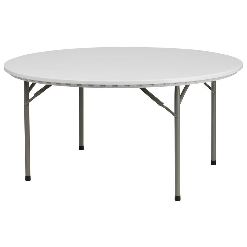 5-Foot Round Granite In White Plastic Folding Table By Flash Furniture | Outdoor Tables | Modishstore - 1