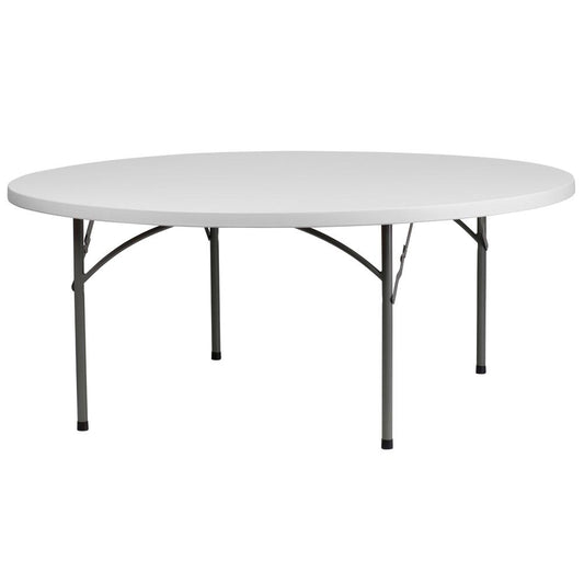 6-Foot Round Granite In White Plastic Folding Table By Flash Furniture | Side Tables | Modishstore