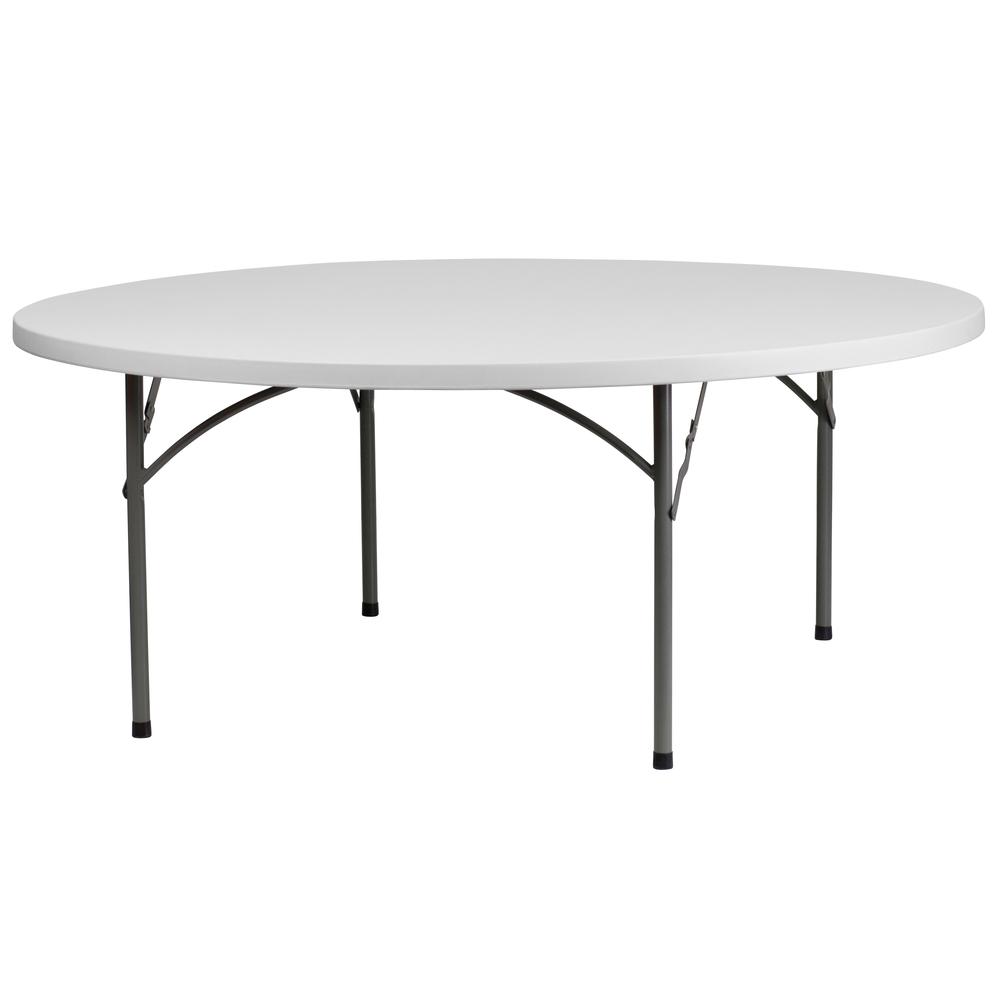 6-Foot Round Granite In White Plastic Folding Table By Flash Furniture | Outdoor Tables | Modishstore - 1