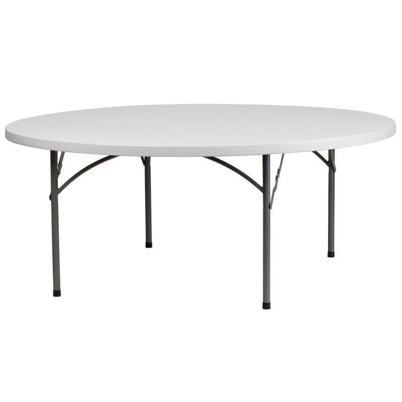 6-Foot Round Granite In White Plastic Folding Table By Flash Furniture | Outdoor Tables | Modishstore - 1