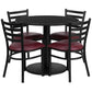 36'' Round Black Laminate Table Set With Round Base And 4 Ladder Back Metal Chairs - Burgundy Vinyl Seat By Flash Furniture | Dining Sets | Modishstore - 2