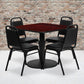 36'' Square Mahogany Laminate Table Set With Round Base And 4 Black Trapezoidal Back Banquet Chairs By Flash Furniture | Dining Sets | Modishstore - 1