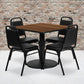 36'' Square Walnut Laminate Table Set With Round Base And 4 Black Trapezoidal Back Banquet Chairs By Flash Furniture | Dining Sets | Modishstore - 1
