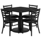 36'' Square Black Laminate Table Set With Round Base And 4 Ladder Back Metal Chairs - Black Vinyl Seat By Flash Furniture | Dining Sets | Modishstore - 2