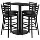 24'' X 42'' Rectangular Black Laminate Table Set With 4 Ladder Back Metal Barstools - Black Vinyl Seat By Flash Furniture | Bar Stools & Table | Modishstore - 2