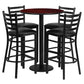 30'' Round Mahogany Laminate Table Set With Round Base And 4 Ladder Back Metal Barstools - Black Vinyl Seat By Flash Furniture | Bar Stools & Table | Modishstore - 2