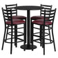 30'' Round Black Laminate Table Set With Round Base And 4 Ladder Back Metal Barstools - Burgundy Vinyl Seat By Flash Furniture | Bar Stools & Table | Modishstore - 2