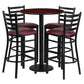 30'' Round Mahogany Laminate Table Set With Round Base And 4 Ladder Back Metal Barstools - Burgundy Vinyl Seat By Flash Furniture | Bar Stools & Table | Modishstore - 2