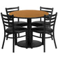 36'' Round Natural Laminate Table Set With Round Base And 4 Ladder Back Metal Chairs - Black Vinyl Seat By Flash Furniture | Dining Sets | Modishstore - 2