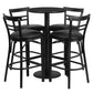 24'' Round Black Laminate Table Set With Round Base And 4 Two-Slat Ladder Back Metal Barstools - Black Vinyl Seat By Flash Furniture | Bar Stools & Table | Modishstore - 2