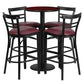 24'' Round Mahogany Laminate Table Set With Round Base And 4 Two-Slat Ladder Back Metal Barstools - Burgundy Vinyl Seat By Flash Furniture | Bar Stools & Table | Modishstore - 2