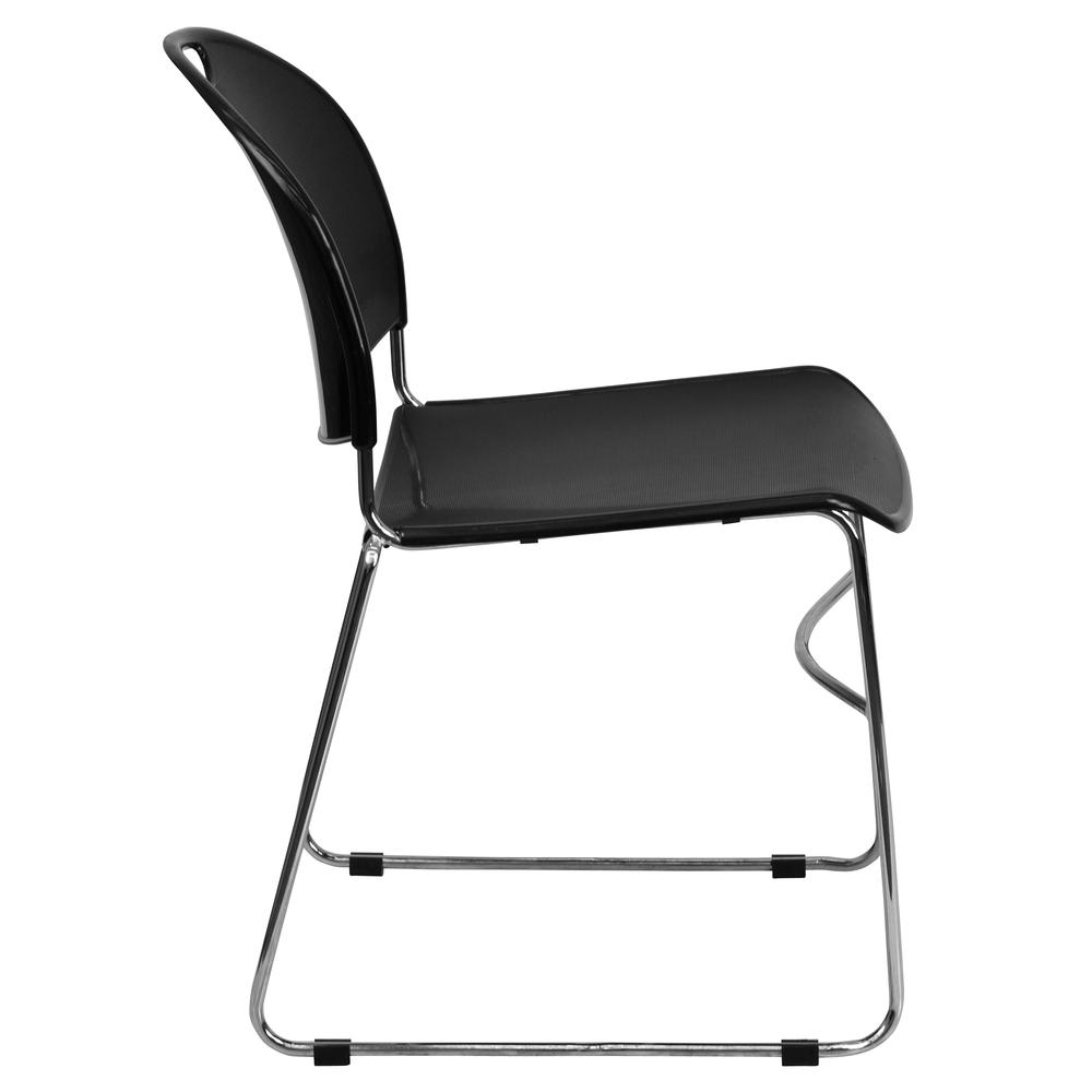 Hercules Series 880 Lb. Capacity Black Ultra-Compact Stack Chair With Chrome Frame By Flash Furniture | Side Chairs | Modishstore - 4
