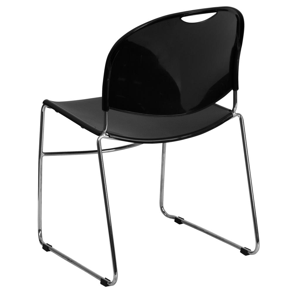 Hercules Series 880 Lb. Capacity Black Ultra-Compact Stack Chair With Chrome Frame By Flash Furniture | Side Chairs | Modishstore - 2
