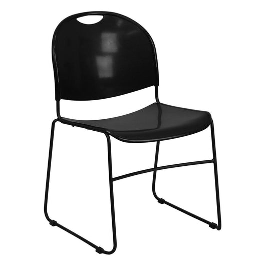 Hercules Series 880 Lb. Capacity Black Ultra-Compact Stack Chair With Black Powder Coated Frame By Flash Furniture | Side Chairs | Modishstore - 1