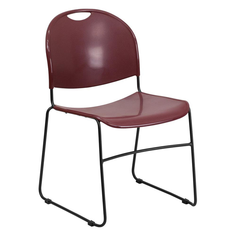 Hercules Series 880 Lb. Capacity Burgundy Ultra-Compact Stack Chair With Black Powder Coated Frame By Flash Furniture | Side Chairs | Modishstore - 1