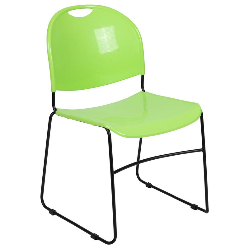 Hercules Series 880 Lb. Capacity Green Ultra-Compact Stack Chair With Black Powder Coated Frame By Flash Furniture | Side Chairs | Modishstore