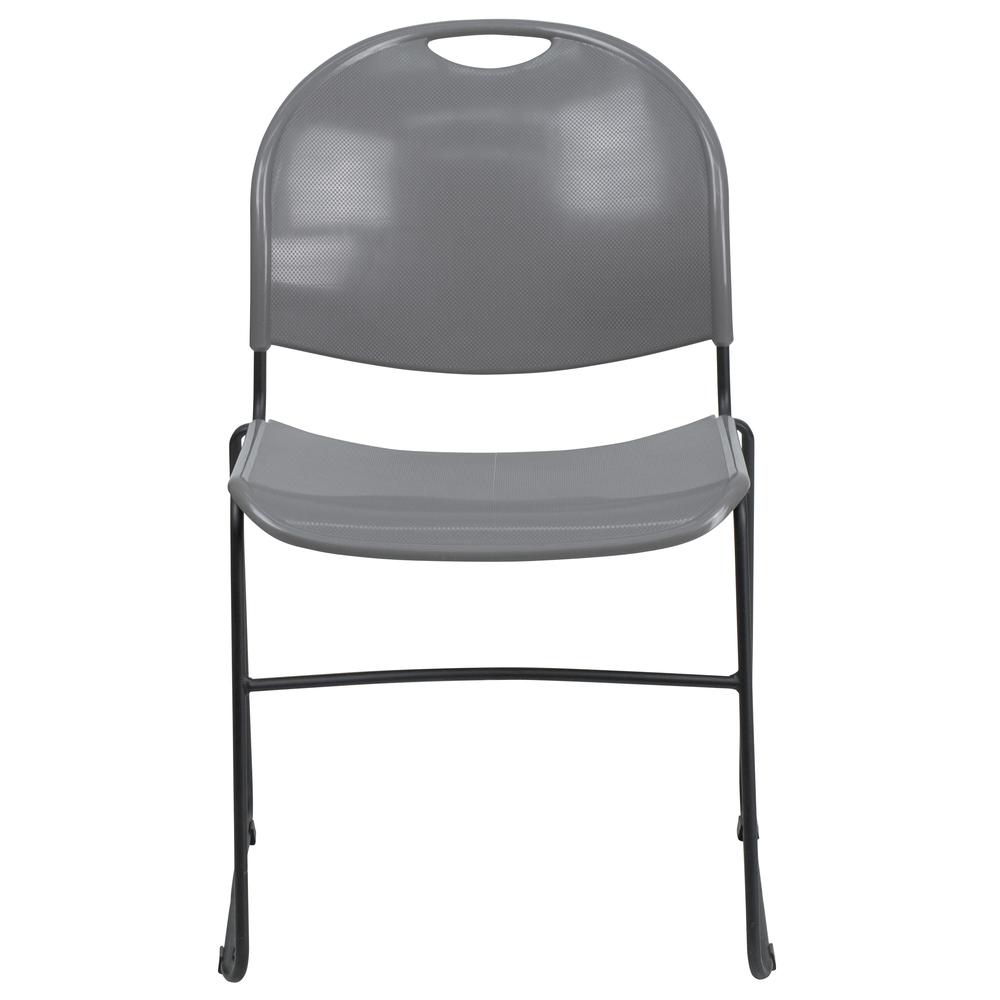 Hercules Series 880 Lb. Capacity Gray Ultra-Compact Stack Chair With Black Powder Coated Frame By Flash Furniture | Side Chairs | Modishstore - 4