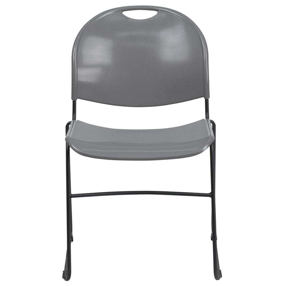 Hercules Series 880 Lb. Capacity Gray Ultra-Compact Stack Chair With Black Powder Coated Frame By Flash Furniture | Side Chairs | Modishstore - 4