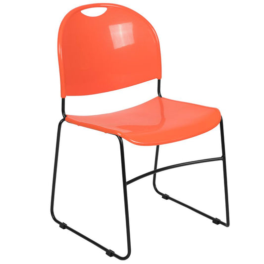 Hercules Series 880 Lb. Capacity Orange Ultra-Compact Stack Chair With Black Powder Coated Frame By Flash Furniture | Side Chairs | Modishstore